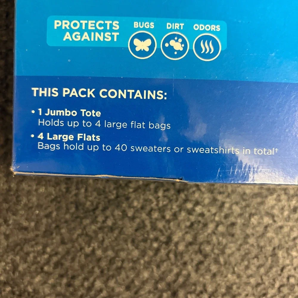 Ziploc Space Bag 5 Piece Set 1 Jumbo Tote 4 Large Flat Bags Vacuum Storage New